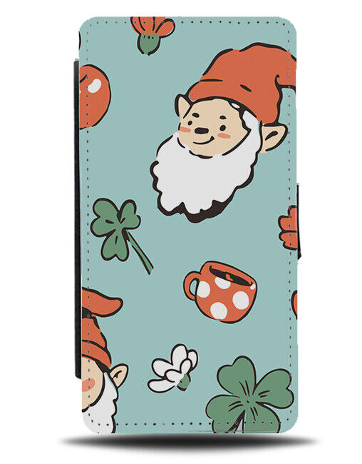 Christmas Garden Gnomes Pattern Flip Wallet Case Gnome Beard Funny Shamrock N932