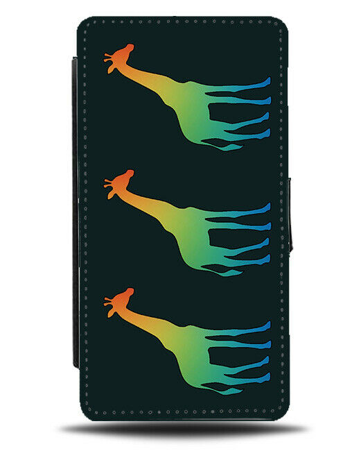 Rainbow Giraffe Shapes Flip Cover Wallet Phone Case Colourful Muilcoloured si347