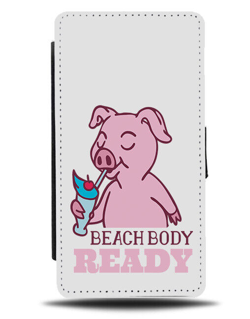 Beach Body Ready Pig Flip Wallet Case Pigs Summer Funny Fat Chubby Belly J990