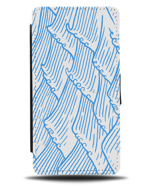 Japanese Ocean Flip Wallet Case Waves Wave Japan Sea Blue Drawing Stencils J633