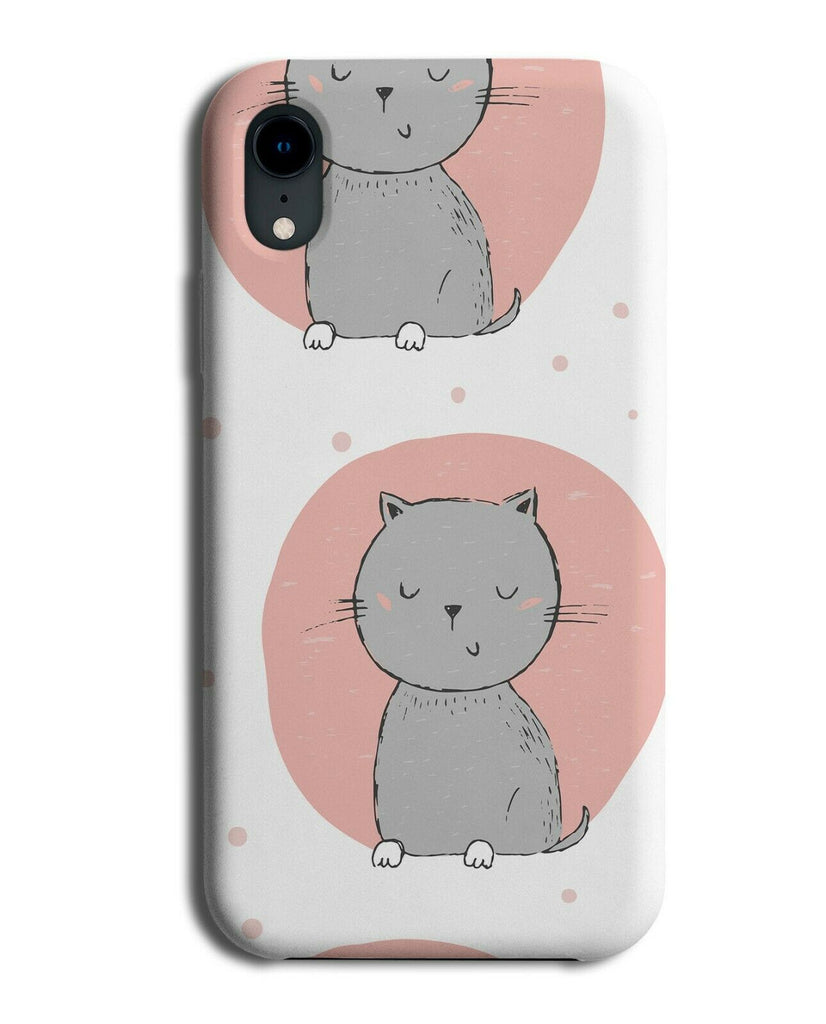 Pink and Grey Cats Phone Case Cover Cat Circles Kitten Whiskers and Ears F447
