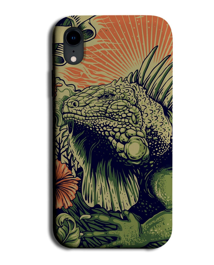 Retro Green Iguana Head Phone Case Cover Reptiles Reptile Iguanas Lizard DA55