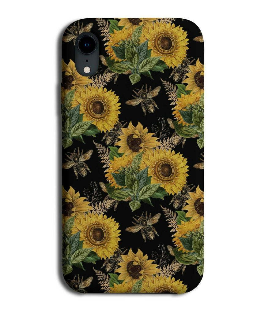 Dark Sunflower and Wasps Phone Case Cover Bee Bees Wasp Gold Shapes Wings G237