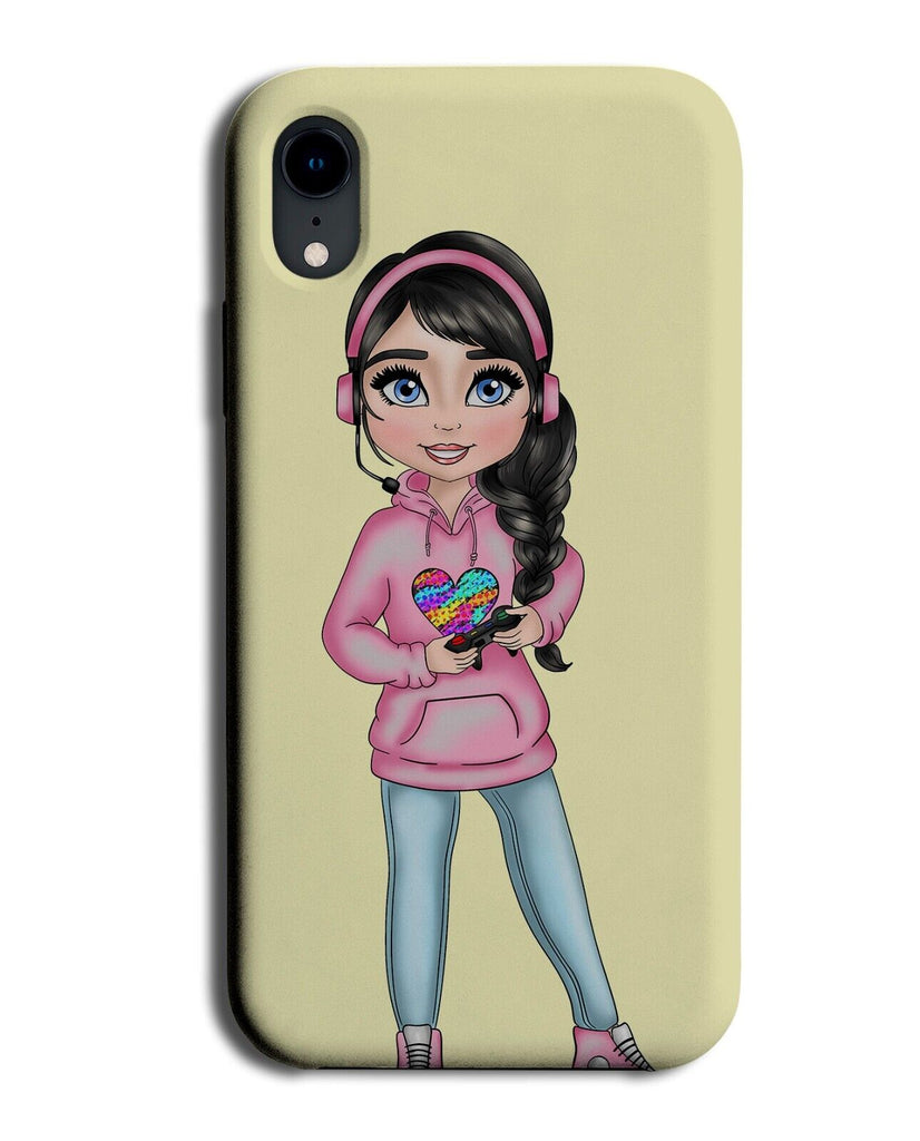 Brunette E-Girl Phone Case Cover E Girl Gaming Gamer Streamer In Headphones AP90