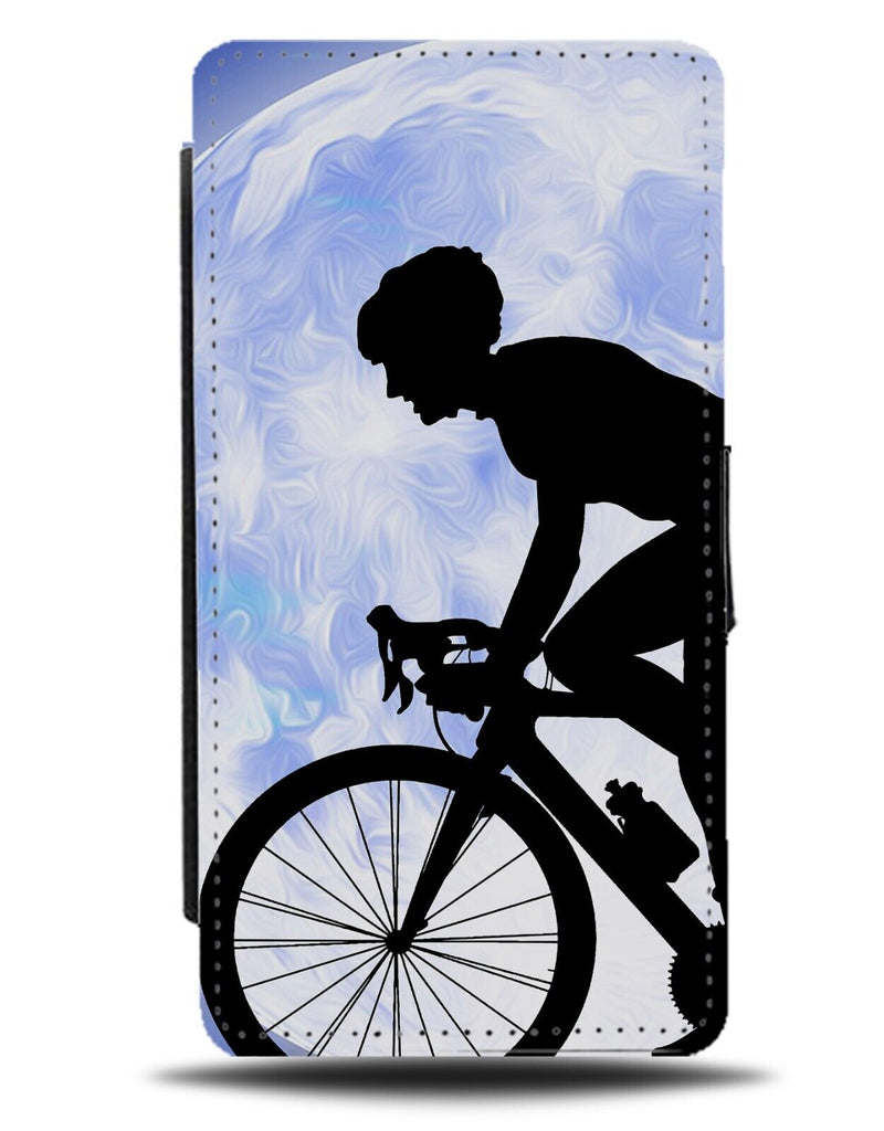 Bicycle Rider Flip Wallet Case Cyclist Moon Cyclist Mountain Bike Moons BZ83