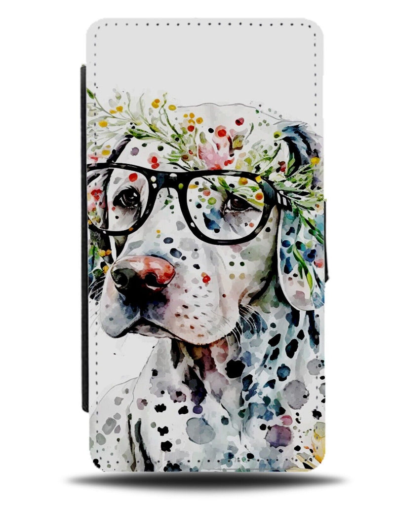 Adorable Dalmatian Painting In Glasses Flip Wallet Case Dog Pet Dalmation AI28