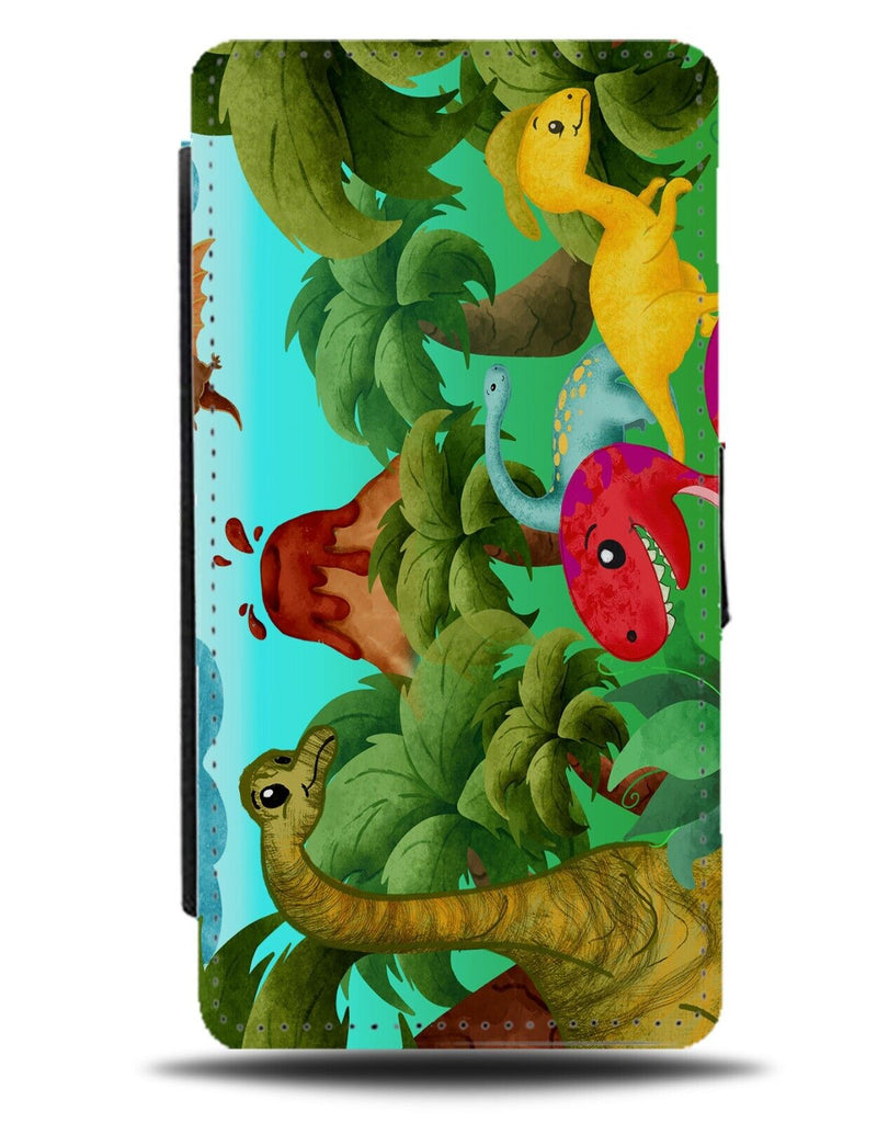 Cartoon Jurassic Time Period Flip Wallet Case Dinosaurs Dinosaur Period AJ54
