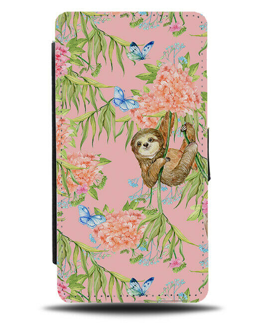 Cartoon Pink Sloths Flip Wallet Case Sloth Bodies Vine Vines Swinging G299