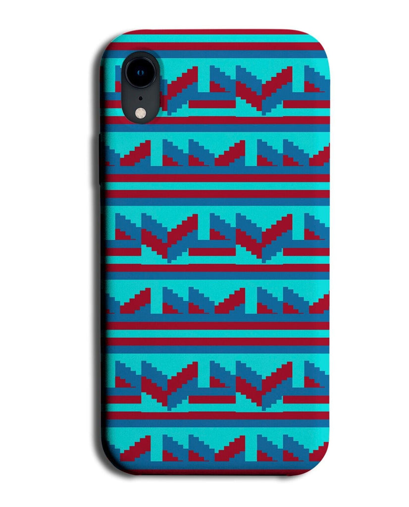 Bright Blue and Maroon Tribal Pattern Phone Case Cover Shapes Shape Mens P530