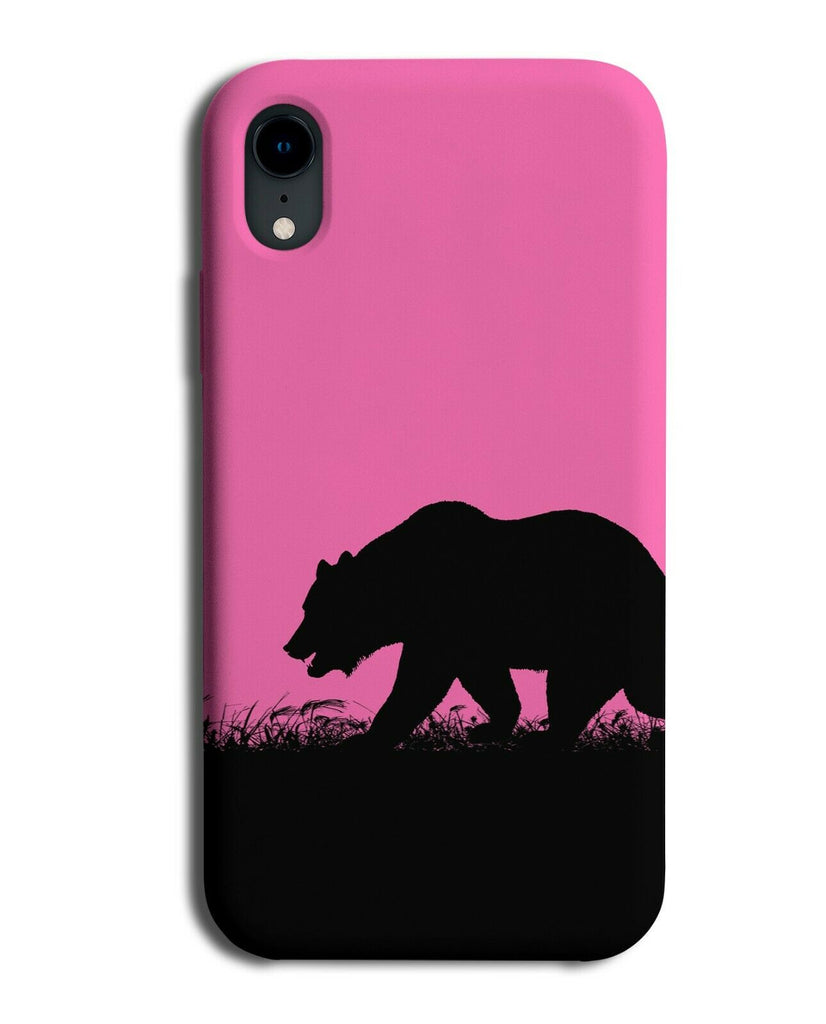 Bear Silhouette Phone Case Cover Bears Hot Pink Black Coloured I013