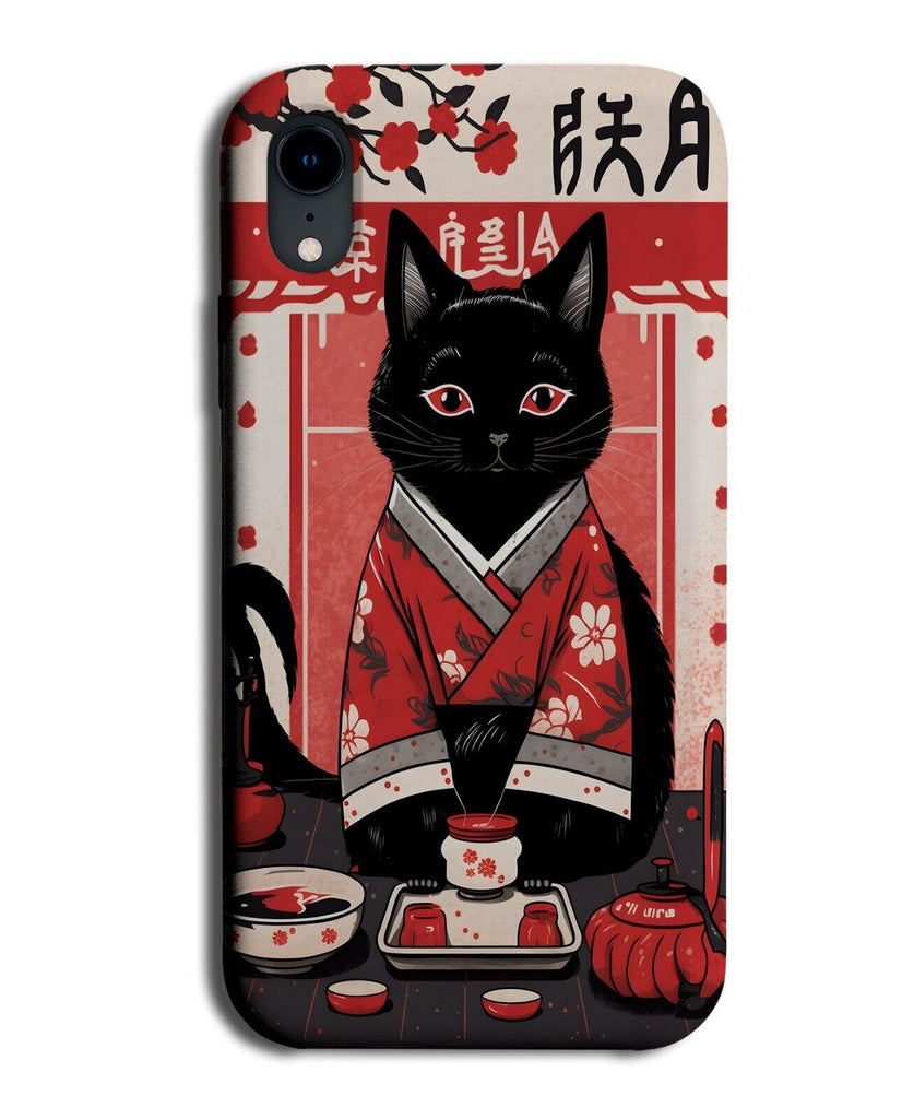 Japanese Black Cat Phone Case Cover Cats Sensei Restaurant Japan Culture AU50