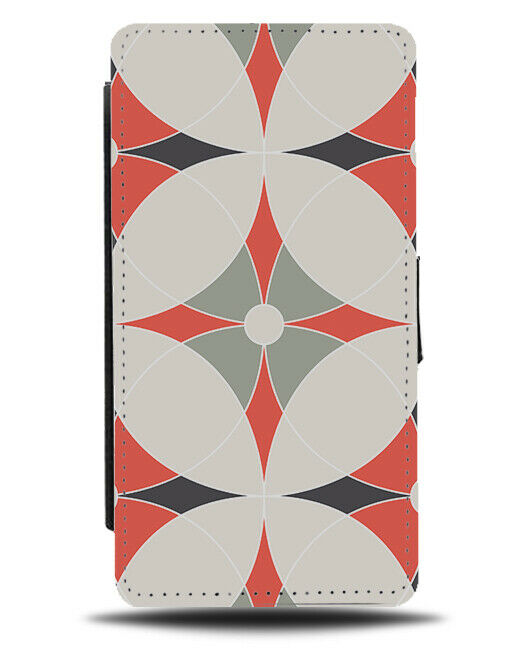 Grey and Orange Abstract Shapes Flip Wallet Case Psychedelic Print Colours H415
