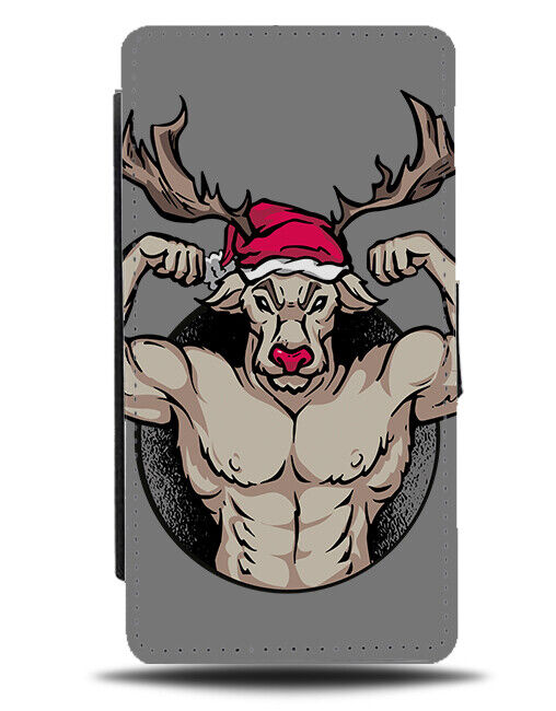Muscle Bodybuilder Reindeer Flip Wallet Case Reindeers Muscly Gym Workout N793