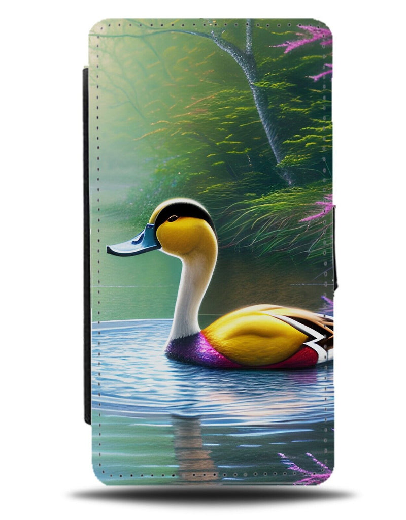 Yellow Duck In The Water Flip Wallet Case Ducks Animal Picture River Cherry DA07