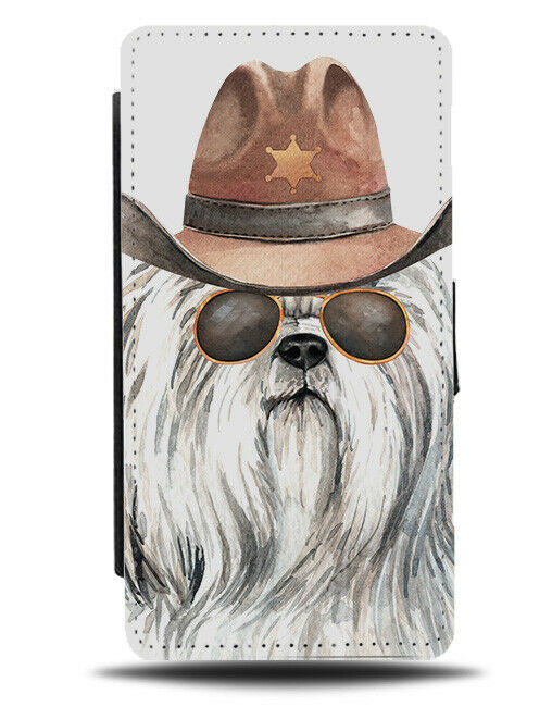 Shih Tzu Flip Wallet Phone Case Dog Dogs Pet Cowboy Hat Sheriff Shitzu K604