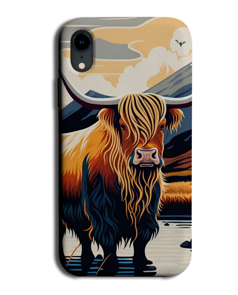 Abstract Highland Cattle Cow Artwork Phone Case Cover Art Painting Bull CF83
