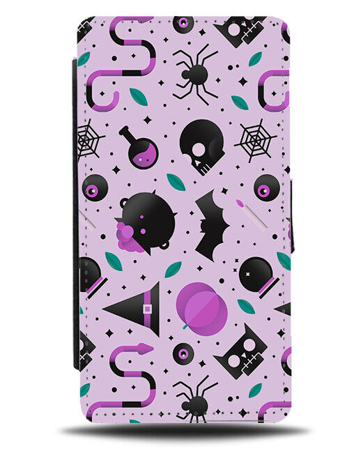 Purple Kids Halloween Fancy Dress Flip Wallet Case Witch Witches Theme E599