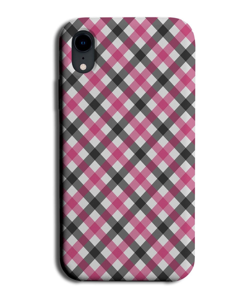 Pink Grey and White Gingham Flannel Pattern Phone Case Cover Tartan Picnic CJ64