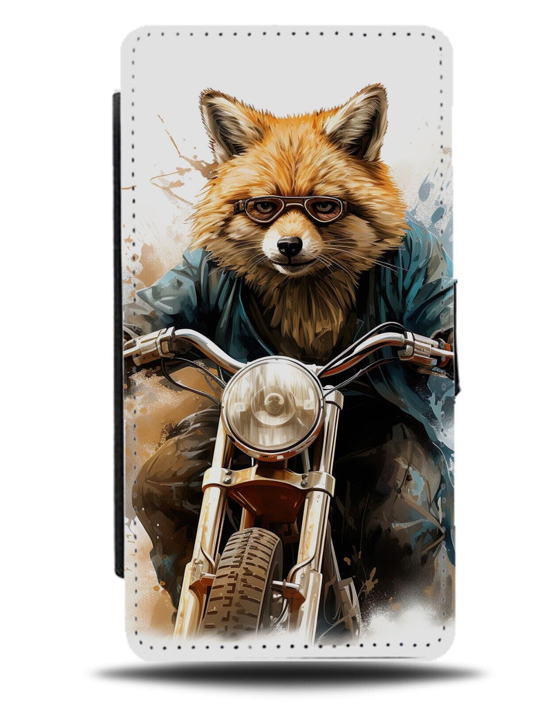 Fox Riding A Motorbike Flip Wallet Case Foxes Motorbikes Motor Bike Face BY50