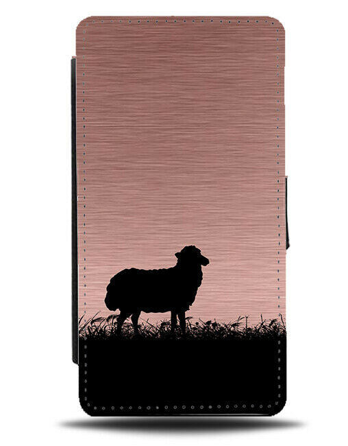 Sheep Silhouette Flip Cover Wallet Phone Case Lamb Lambs Rose Gold Coloured i131