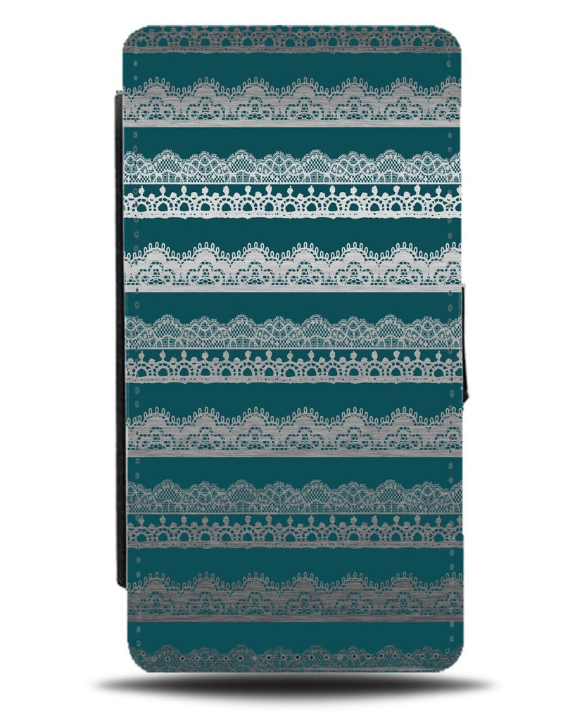 Silver and Teal Green Tribal Indian Design Flip Wallet Case Pattern Mandala CN92