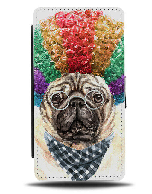 Funny Pug Flip Wallet Case Dog Fancy Dress Costume Portrait Painting K742