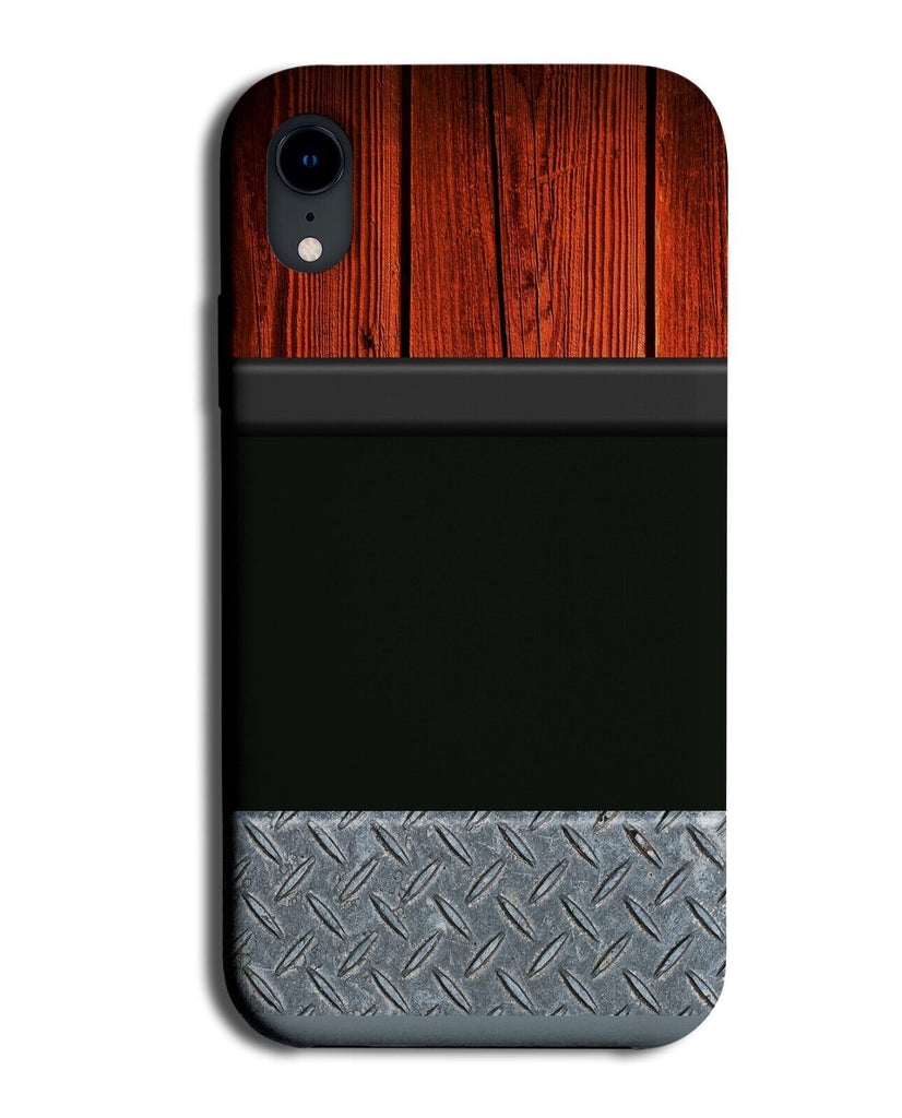 Wood and Metal Design Print Phone Case Cover Metals Wooden Look Style Mens CH24