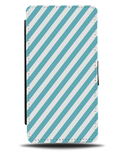 Light Turquoise Green and White Striped Flip Wallet Case Stripes Coloured G437