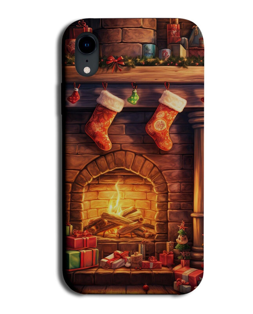 Christmas Stocking Over Fireplace Phone Case Cover Festive Stockings Photo DE07
