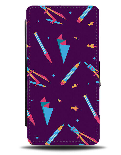 School Elements Pattern Flip Wallet Case Schools Kids Stationary Supplies K818