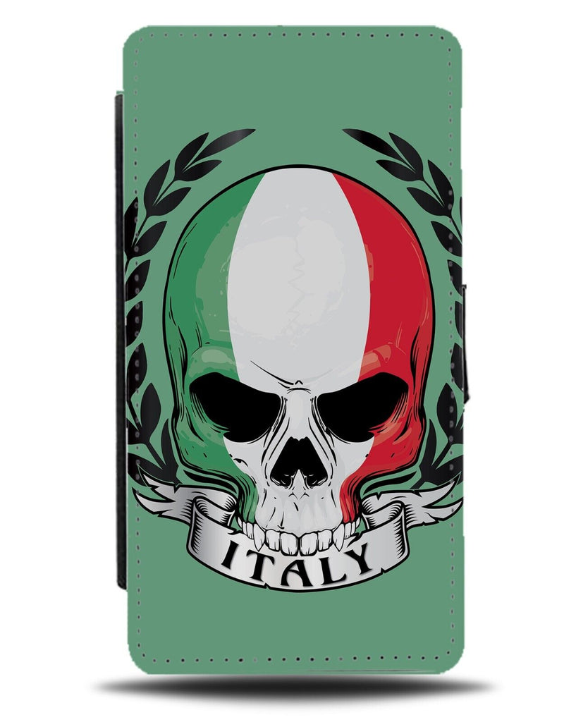 Italy Skull Flip Wallet Case Italian Flag Skulls Head Face Skeleton Novelty DA90