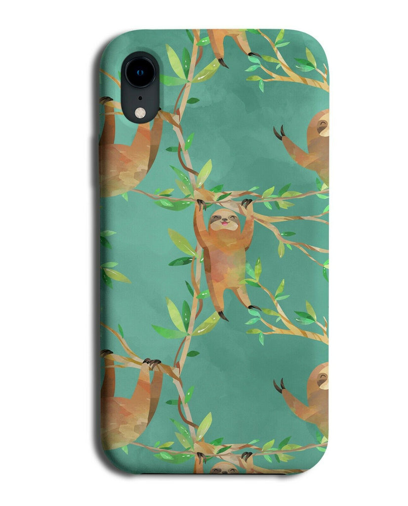 Dark Green Animated Sloths Phone Case Cover Sloth Branches Twigs Branch G137
