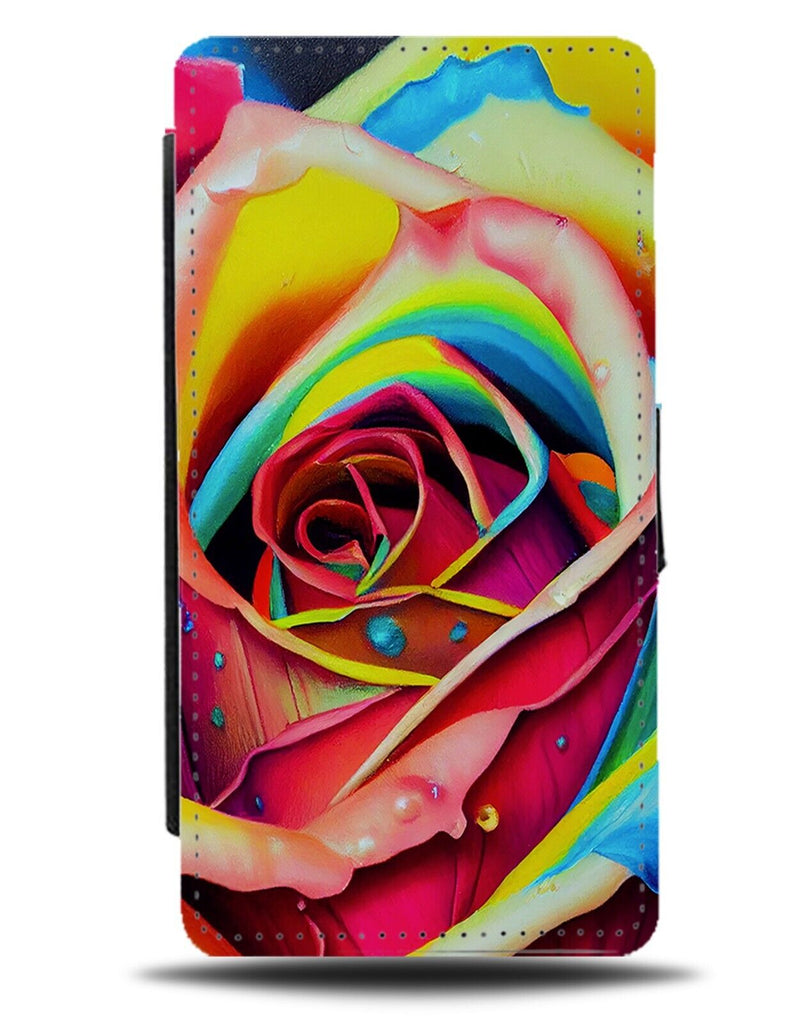 Rainbow Roses Picture Flip Wallet Case Photo Rose Flower Flowers Petals AZ51