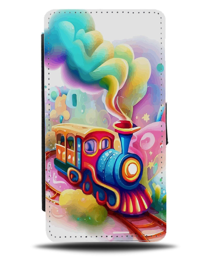 Rainbow Childs Train On Traintracks Toy Flip Wallet Case Multicoloured Fun DG16