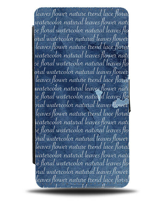 Stylish Vintage Blue Writing Flip Wallet Case Posh Writing Old Looking Page E885