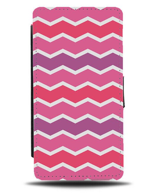 Girly Shades Of Pink Zig Zag Flip Wallet Case ZigZag Stripes Lines Colours G523