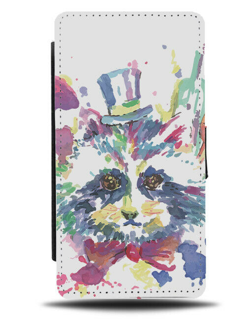 American Oil Painting Print Raccoon Flip Wallet Phone Case Art Raccoons Hat E436