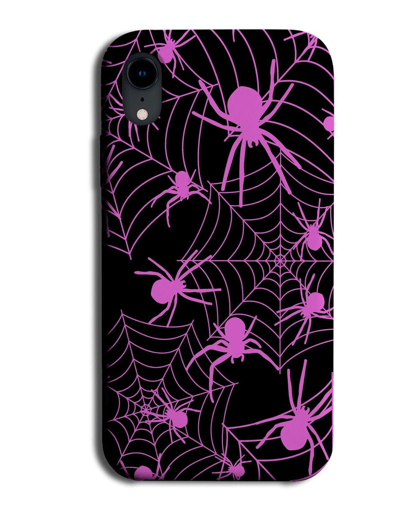 Black and Hot Pink Spiders Web Phone Case Cover Girls Female Spiders Bugs BT66