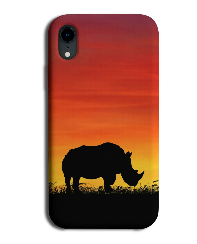 Rhino Silhouette Phone Case Cover Rhinos Sunset Sunrise Photo i254
