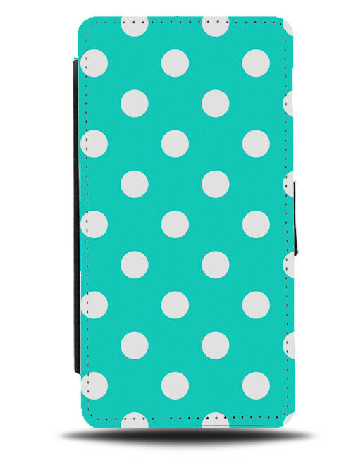 Turquoise Green and White Polka Dot Flip Cover Wallet Phone Case Spots Dots i504