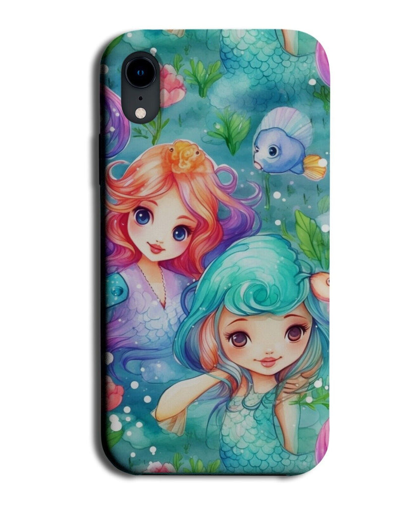 Anime Mermaid Cartoon Phone Case Cover Big Eyes Kawaii Blue Hair Girl Cute CN11