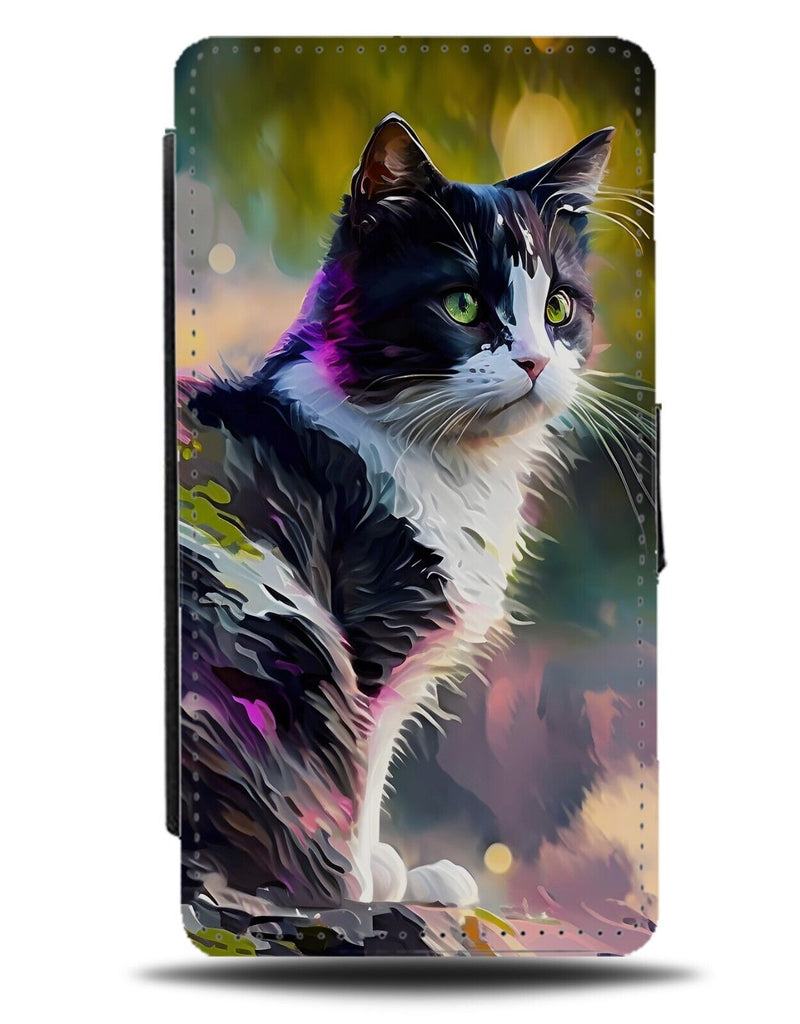 Black and White Cat Flip Wallet Case Cats Photo Photograph Picture Kat Kats CA55