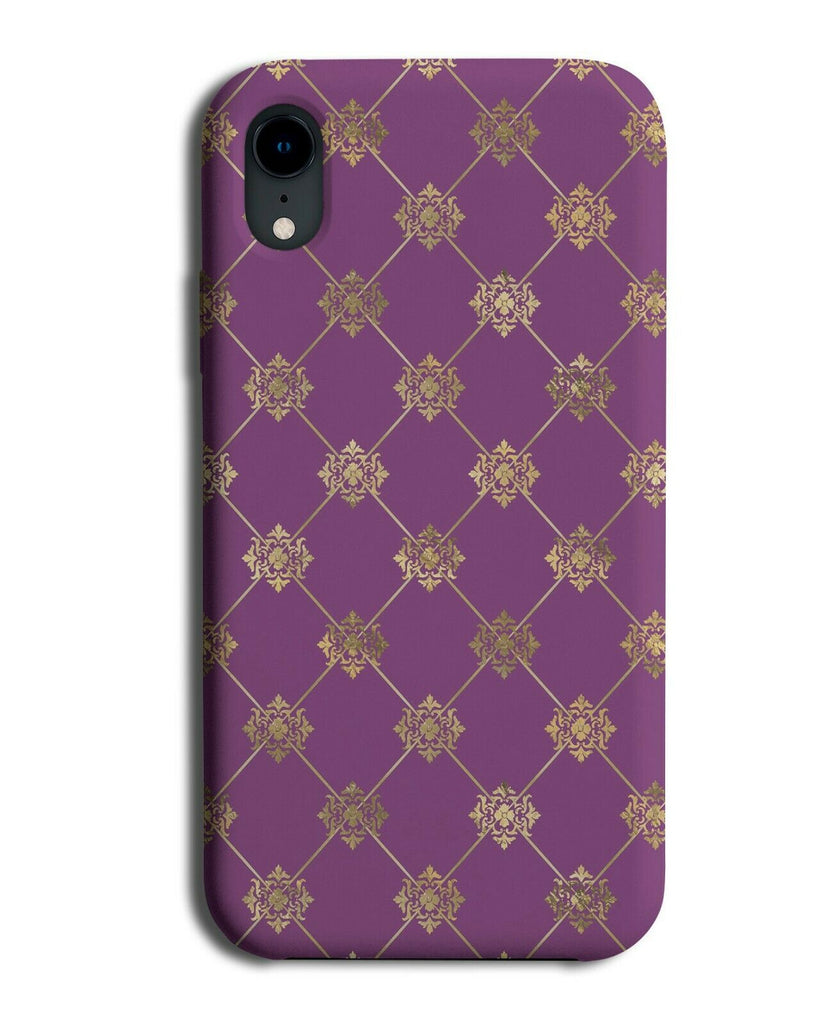 Purple and Gold Patterned Design Phone Case Cover Print Shapes Squares G219