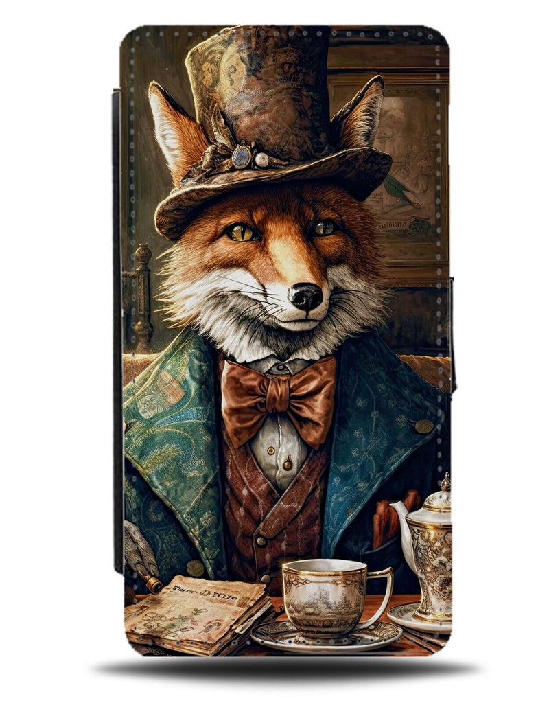 Funny Fox Victorian Gentleman Flip Wallet Case Foxes Fancy Dress Outfit CH85