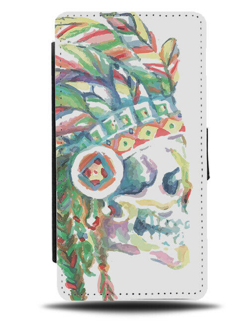 Indian Skull Bones Flip Wallet Phone Case Fancy Dress Oil Painting Skeleton E242