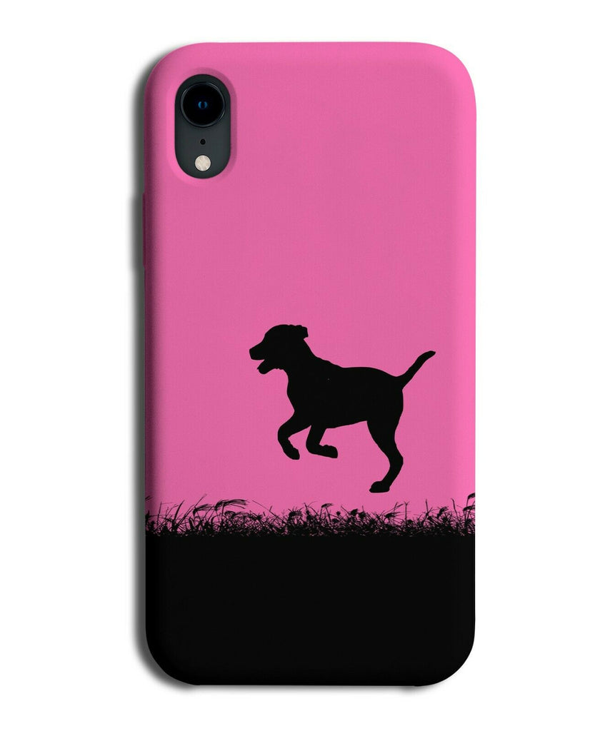 Dog Silhouette Phone Case Cover Dogs Hot Pink Black Puppy Coloured I020