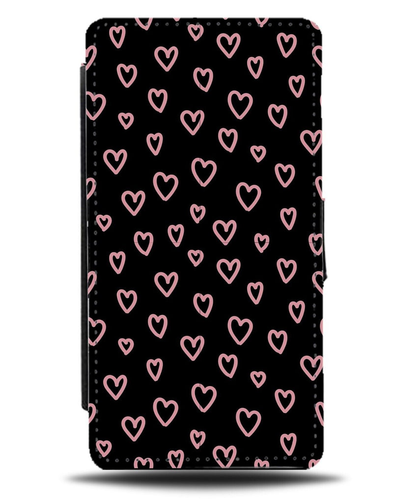 Rose Gold Love Heart Doodles Flip Wallet Case Hearts Black Shape Shapes BZ96