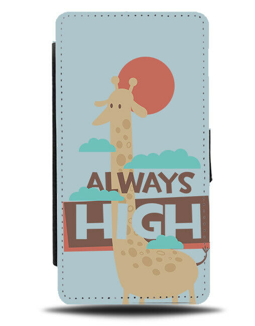 Always High Giraffe Flip Wallet Phone Case Funny Stoner Weed Joke Gift E466