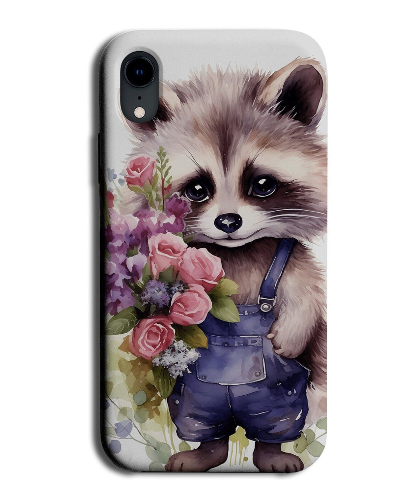 Cute Raccoon Farmer Phone Case Cover Flowers Raccoons Overalls Overall Eyes DE39