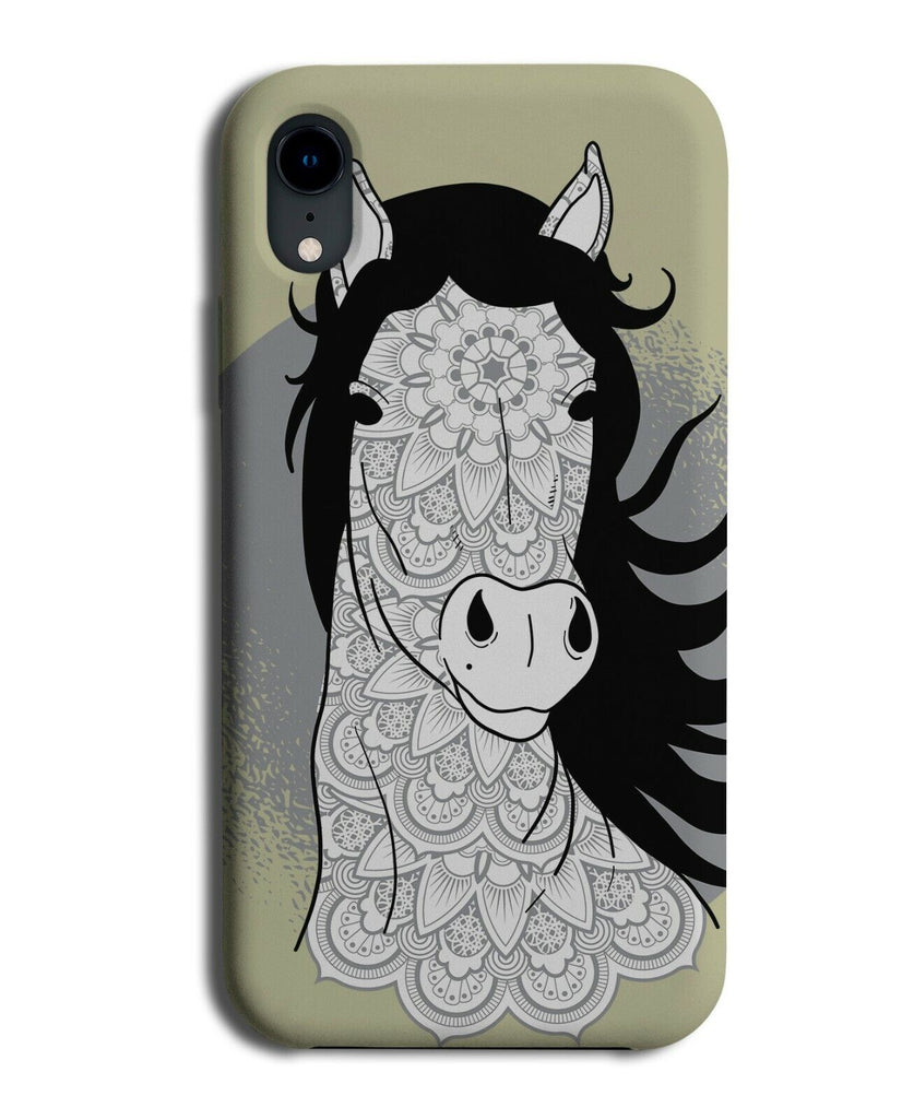 Tribal Horse Face Tattoo Design Phone Case Cover Picture Floral Stencil J546